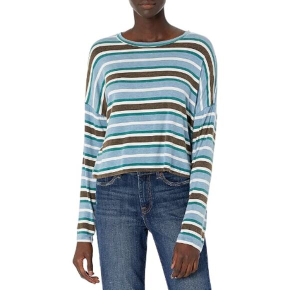 RVCA Women's Blue Shadow Countdown Long Sleeve T-Shirt Size 10 - Picture 1 of 5